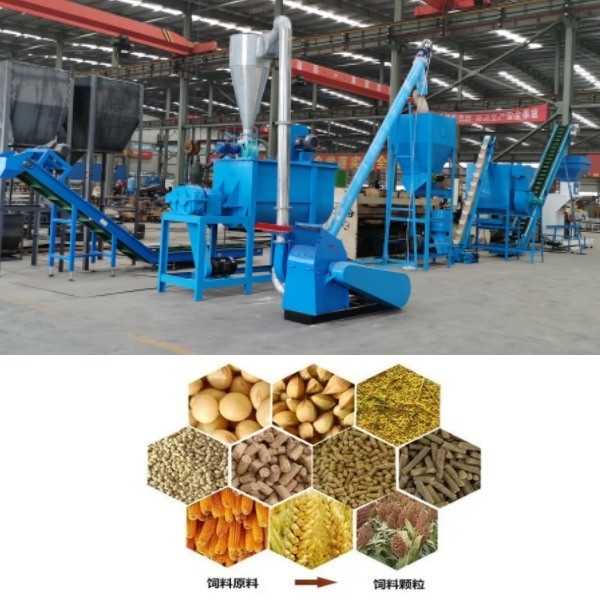 Linha produção do granulador do moinho da pelota da refeição das aves domésticas dos carneiros da carne da galinha de produção da pelota da LINE FEED