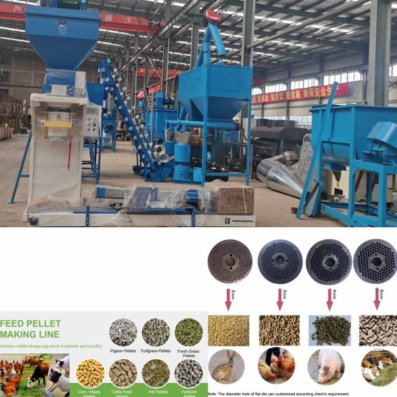 Linha de produção da pelota da alimentação de 2 toneladas/hora para a alimentação animal das aves domésticas