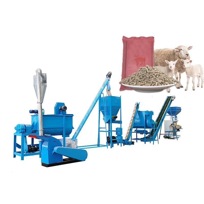 O gado dos carneiros alimenta a alimentação de galinha da máquina do moinho que faz a máquina para as aves domésticas 1-2Ton/H