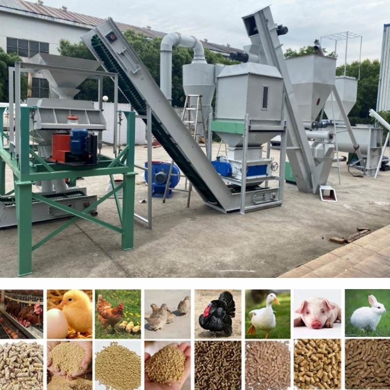 Linha de produção máquina da pelota da alimentação 2TPH animal da pelota da vaca da alimentação de galinha do gado