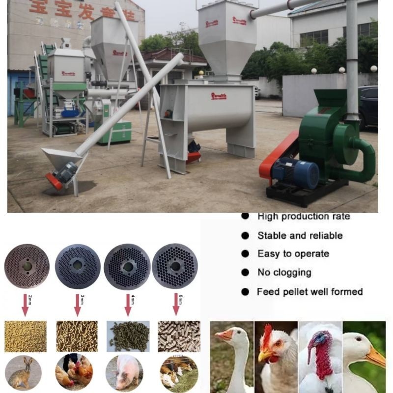 Os carneiros horizontais alimentam a máquina da pelota da vaca da máquina 1,5 Tons/H da pelota para a alimentação do gado