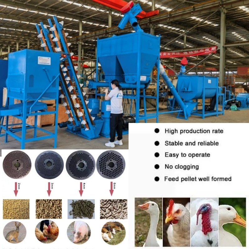 Os carneiros horizontais alimentam a máquina da pelota da vaca da máquina 1,5 Tons/H da pelota para a alimentação do gado
