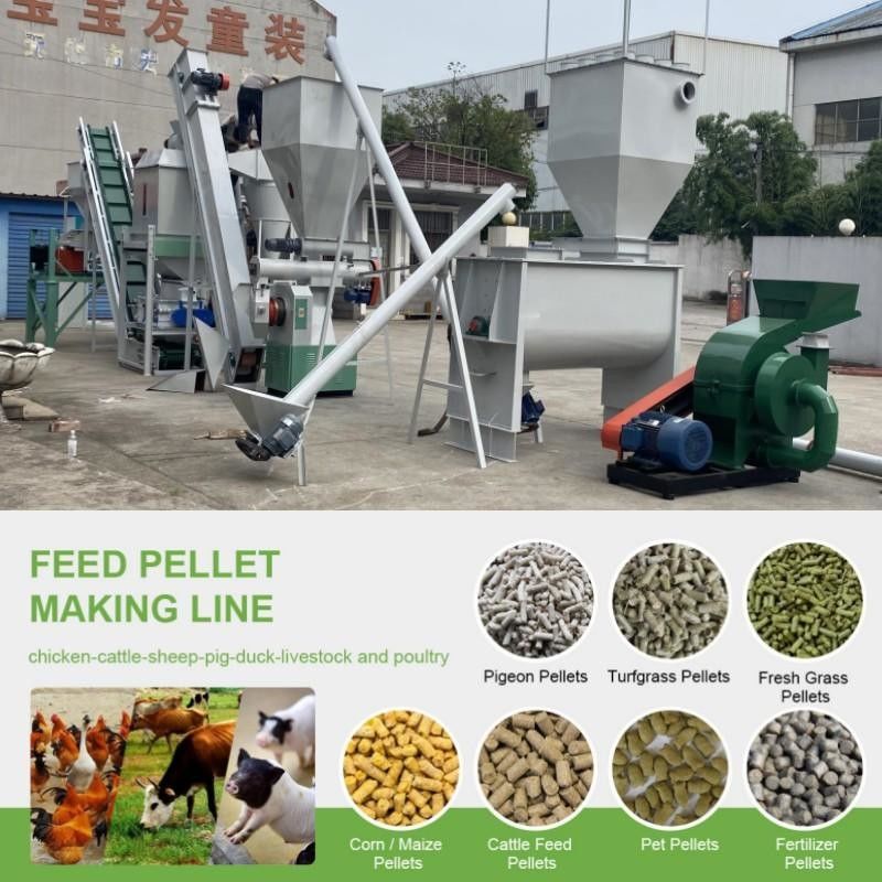 Pelletização consistente e precisa com capacidade de linha de produção de ração peletizada de 1-20t/h