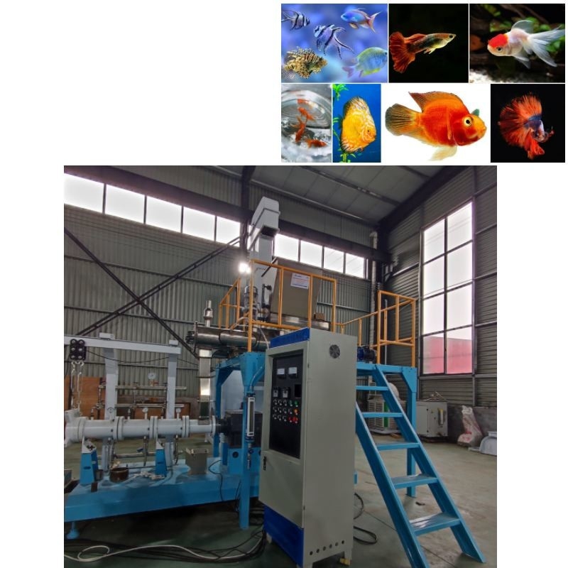 linha de flutuação máquina de flutuação dobro da produção da alimentação dos peixes 2000kg/H da alimentação dos peixes do parafuso