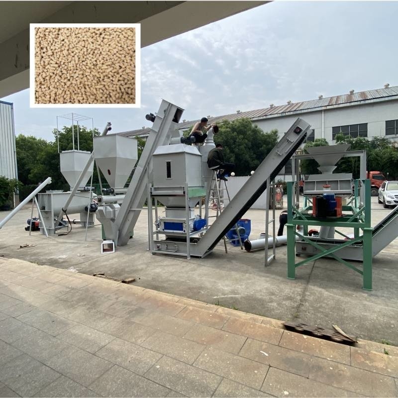 0.5-30 toneladas/h Linha de produção de pellets para alimentos para animais com moinho de pellets de anel