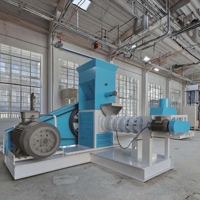 Produção de ração para camarões Extrusora de ração para peixes de tipo seco com aço inoxidável e aço carbono