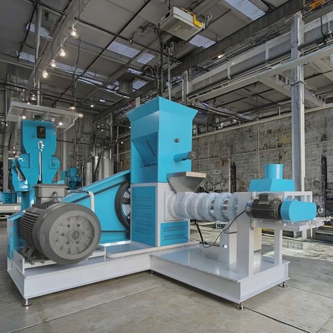 Produção de ração para camarões Extrusora de ração para peixes de tipo seco com aço inoxidável e aço carbono