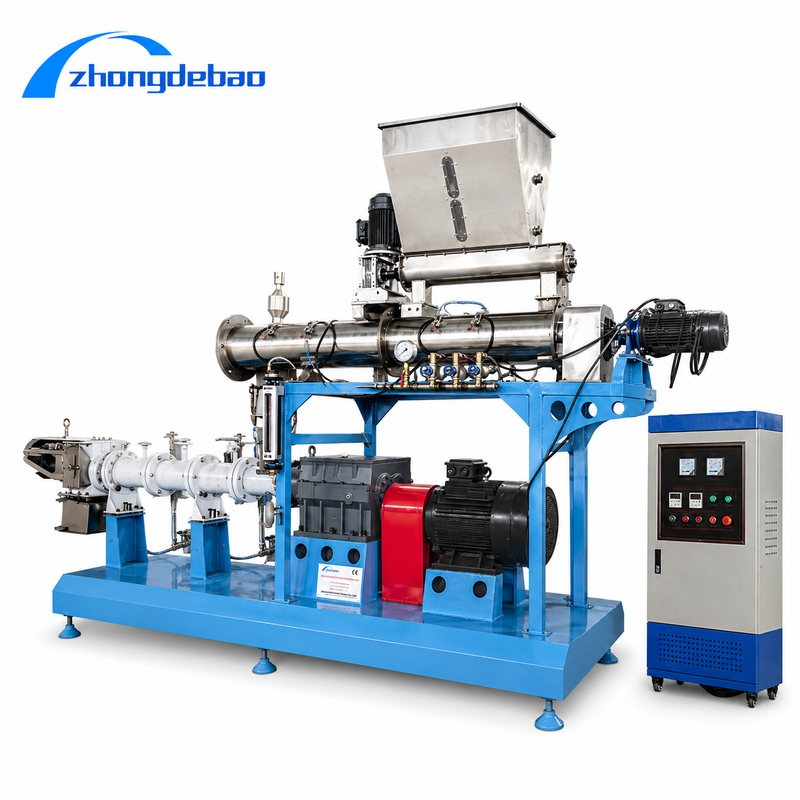 Linha de produção flutuante de ração para peixes com formato de travesseiro ou pão e potência do motor principal 5,5-160kw para alimentação de aquicultura