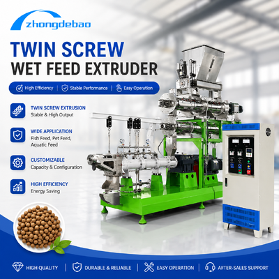Linha de produção flutuante de ração para peixes com formato de travesseiro ou pão e potência do motor principal 5,5-160kw para alimentação de aquicultura